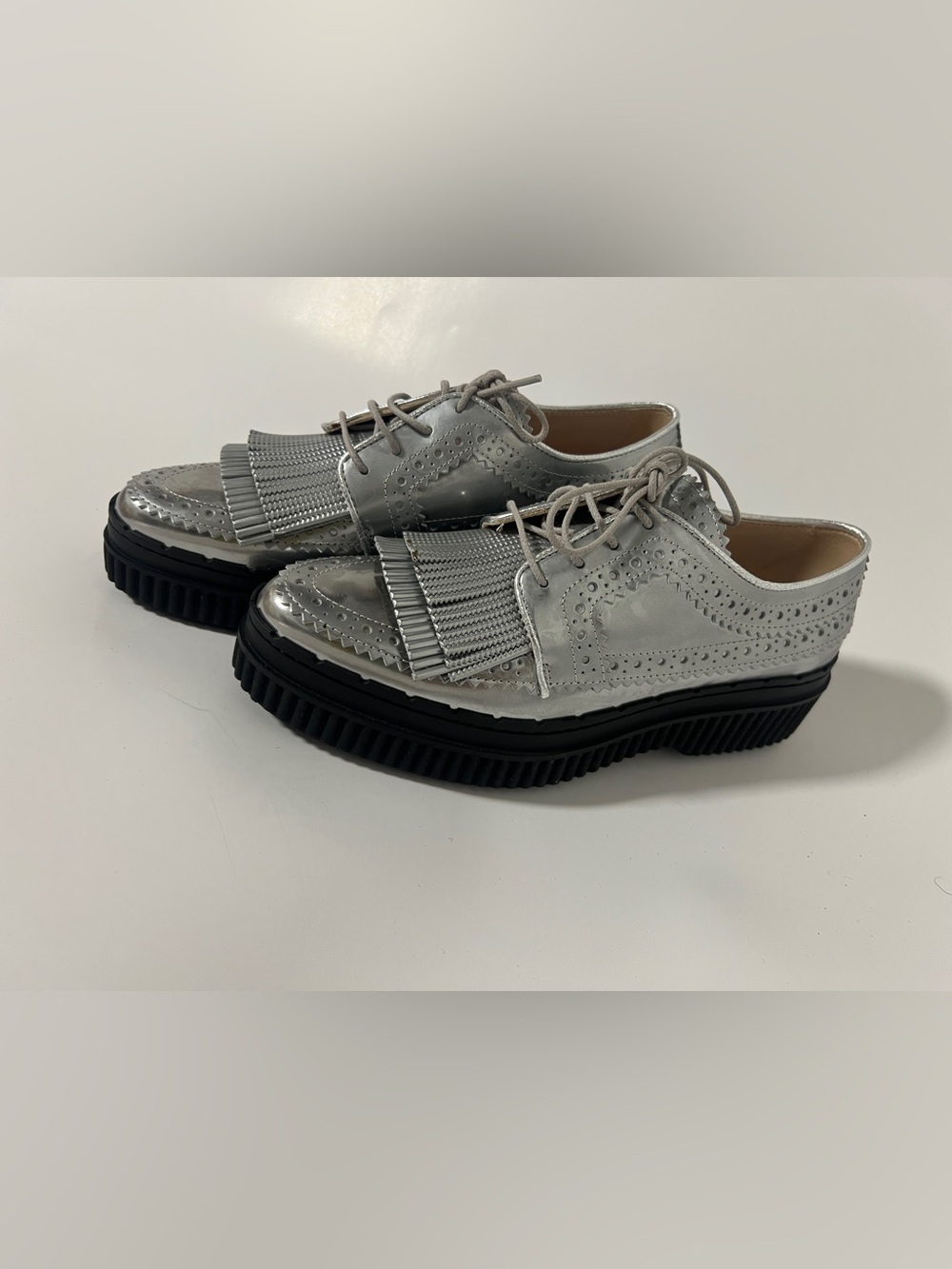 Tod's Silver Leather Oxford Loafers